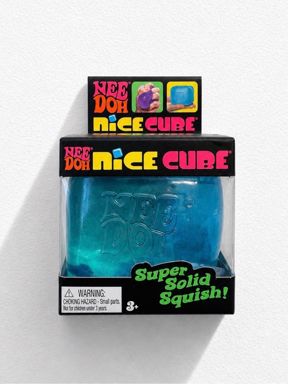 Nee Doh Nice Cube Super Solid Squish - Blue/Teal